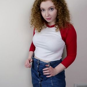 American Apparel baseball tee, cropped